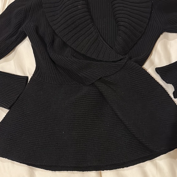 Chaiken black wool sweater with shawl color and back cut out - Picture 4 of 5